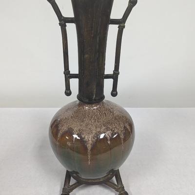 Ceramic Base With Metal Neck Vase