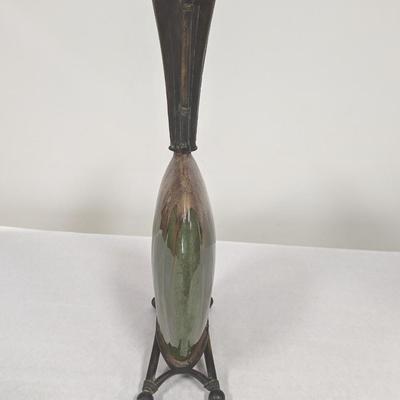 Ceramic Base With Metal Neck Vase