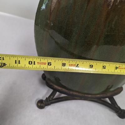 Ceramic Base With Metal Neck Vase