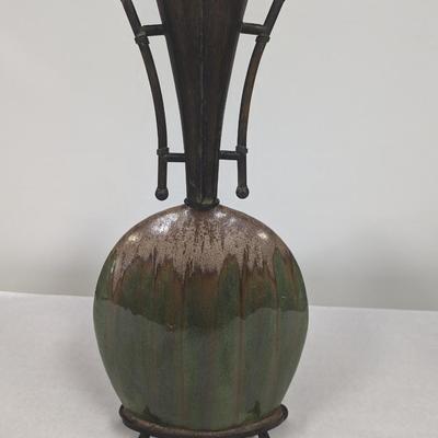 Ceramic Base With Metal Neck Vase