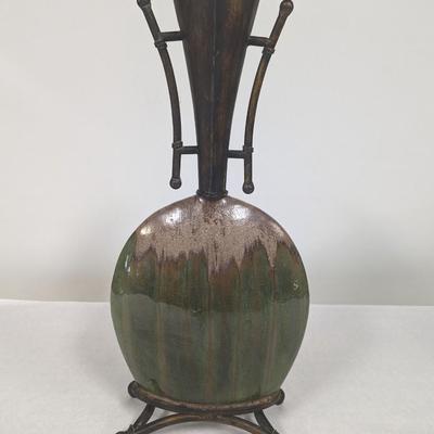 Ceramic Base With Metal Neck Vase
