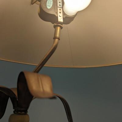 1980's Chapman Chinoiserie Ceramic Brass & Bronze Figural Table Lamp