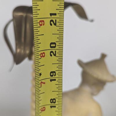 1980's Chapman Chinoiserie Ceramic Brass & Bronze Figural Table Lamp