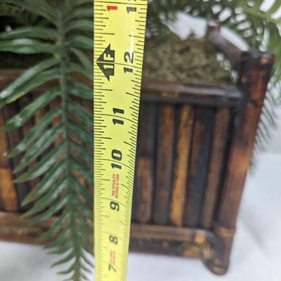 Artificial Fern With Bamboo Planter