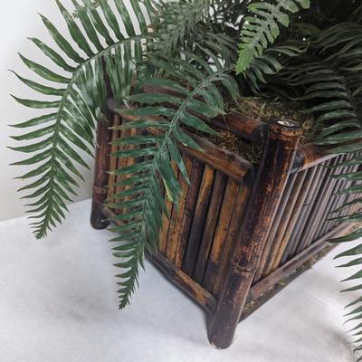 Artificial Fern With Bamboo Planter