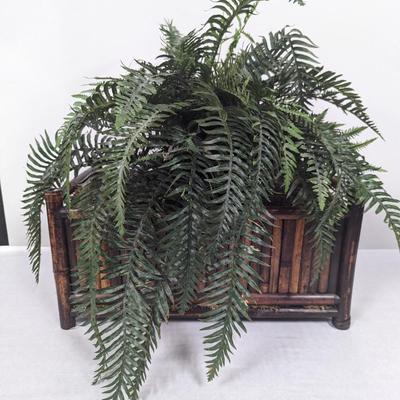 Artificial Fern With Bamboo Planter