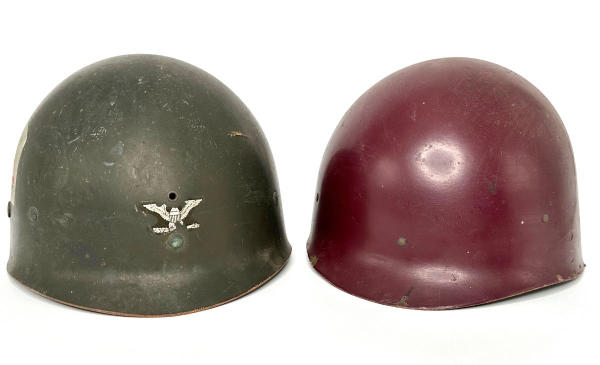 WWII M1 Helmet Liners - Left One is Marked Full Bird Colonel 