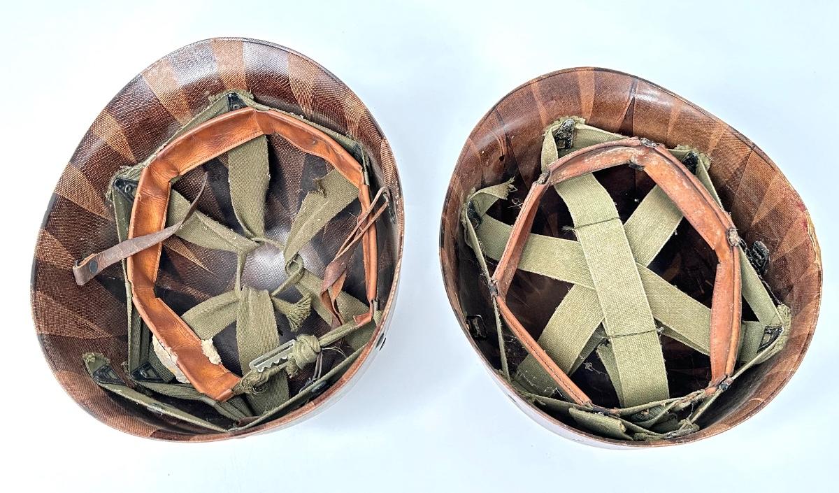 WWII M1 Helmet Liners - Left One is Marked Full Bird Colonel 