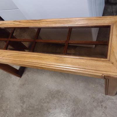 Wooden Sofa Table with Glass Top Insert- Approx 48" x 16" x 27" Tall