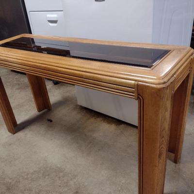 Wooden Sofa Table with Glass Top Insert- Approx 48" x 16" x 27" Tall