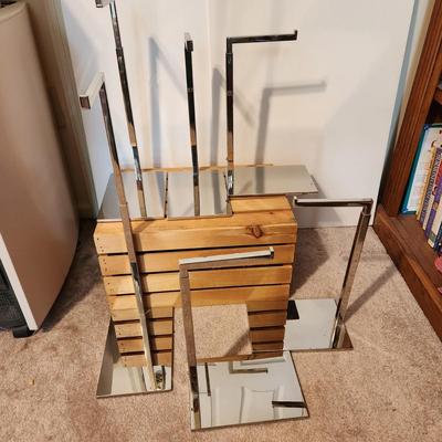 Lot of 6 Heavy Chrome Metal Adjustable Purse Display Holder Hanger