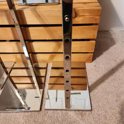 Lot of 6 Heavy Chrome Metal Adjustable Purse Display Holder Hanger 6"x9" base