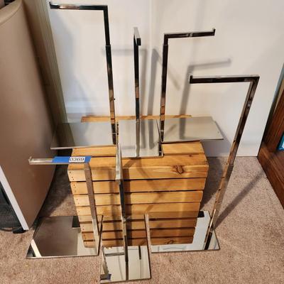 Lot of 6 Heavy Chrome Metal Adjustable Purse Display Holder Hanger 6"x9" base