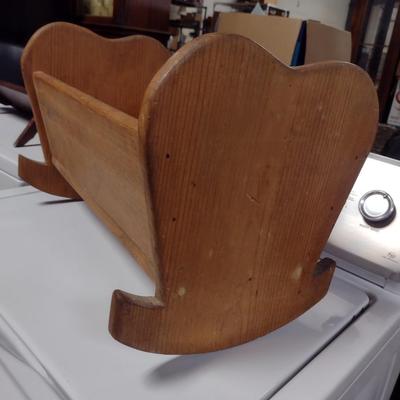 Wooden Rocking Doll Cradle- Approx 18" Long