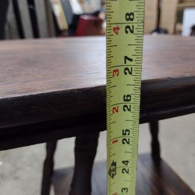 Vintage Wooden Accent Table with Stretcher Shelf