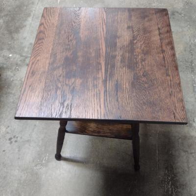 Vintage Wooden Accent Table with Stretcher Shelf