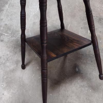 Vintage Wooden Accent Table with Stretcher Shelf