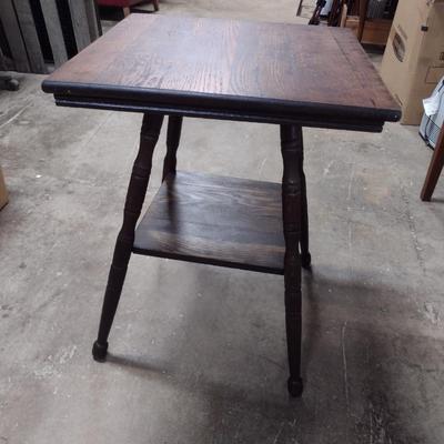 Vintage Wooden Accent Table with Stretcher Shelf