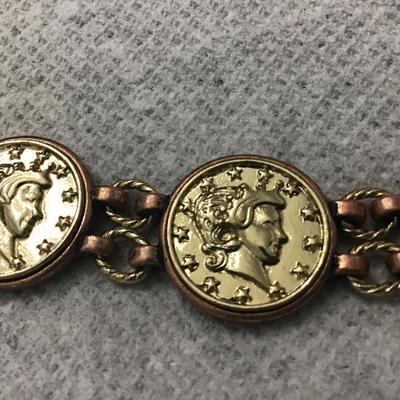 Faux Coin Toggle linked Bracelet