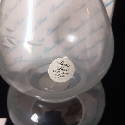 PRINCESS HOUSE 4 ETCHED CRYSTAL MUGS AND CRYSTAL TEALIGHT HOLDER