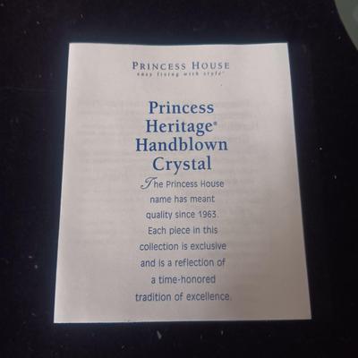 PRINCESS HOUSE 4 ETCHED CRYSTAL MUGS AND CRYSTAL TEALIGHT HOLDER