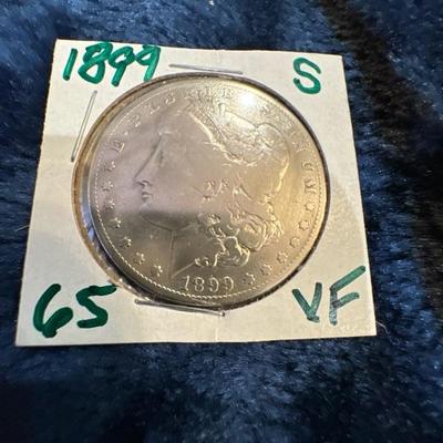 1899 MORGAN S 1$ U S COIN VF SILVER