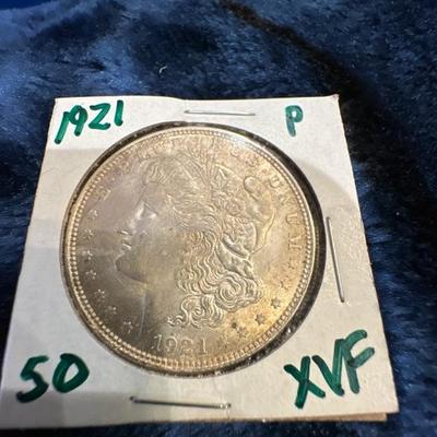 1921 MORGAN P XVF U S COIN SILVER 1$
