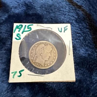 1915-D 25C Silver Barber Quarter Dollar VF Circulated US Coin