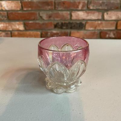 Vintage Set Of 6 Pink Tulip Crystal Glasses