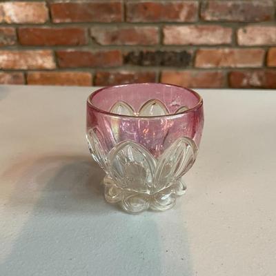 Vintage Set Of 6 Pink Tulip Crystal Glasses