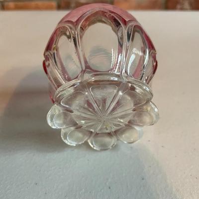 Vintage Set Of 6 Pink Tulip Crystal Glasses