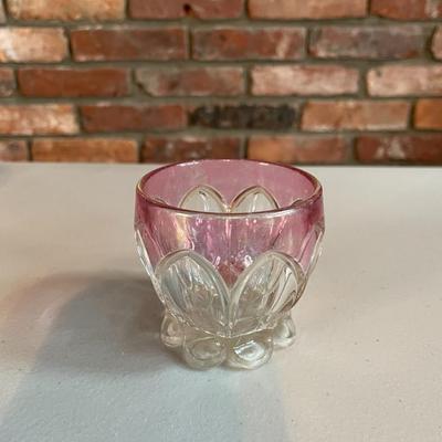 Vintage Set Of 6 Pink Tulip Crystal Glasses