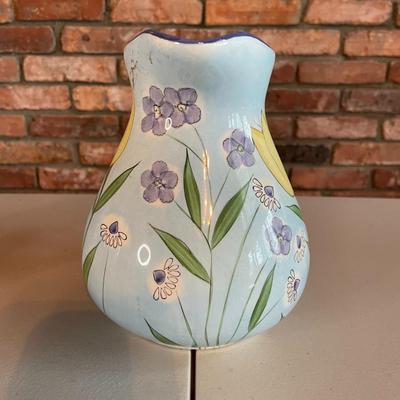 Vintage Ceramic Hand Painted Pitcher with Floral Design