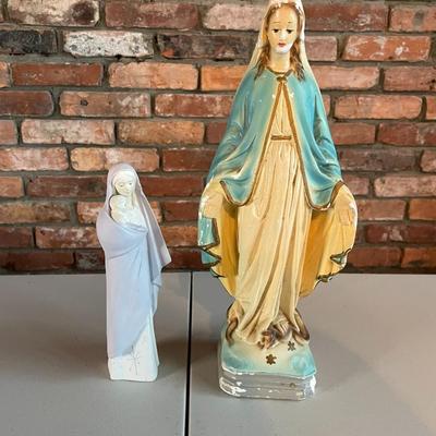 Vintage Statues Featuring Virgin Mary Holy Mother and Madonna and Child