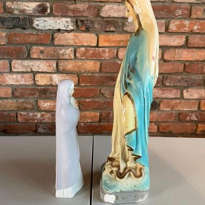 Vintage Statues Featuring Virgin Mary Holy Mother and Madonna and Child