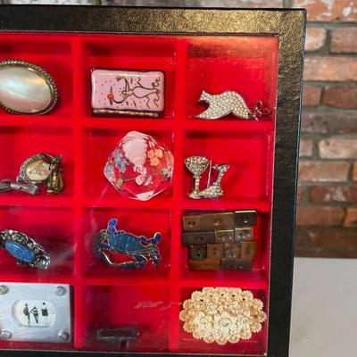 Display Case with VintageJewelry and Accessories