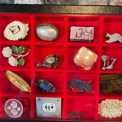 Display Case with VintageJewelry and Accessories