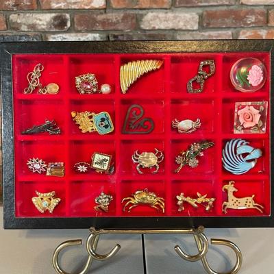 Display Case with Vintage Jewelry and Accessories