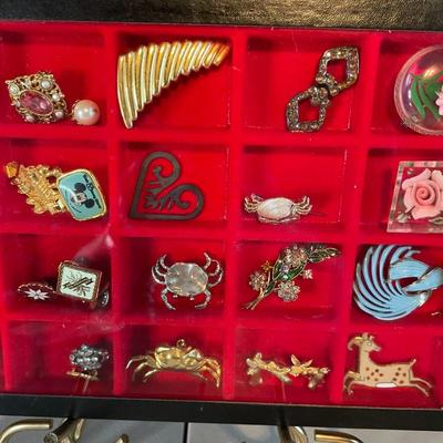 Display Case with Vintage Jewelry and Accessories