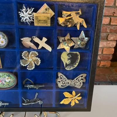 Display Case with Vintage Jewelry and Accessories