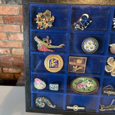 Display Case with Vintage Jewelry and Accessories