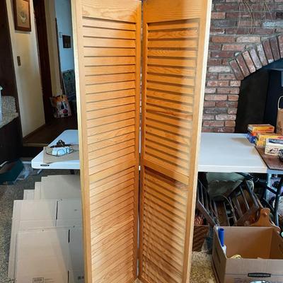 Pair of Wooden and Hinged Pantry or Closet Shutters