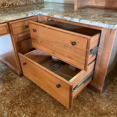 Custom Solid Wood and Marble Hutch / Work Station / Cabinetry