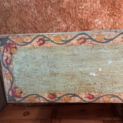 Vintage Wooden Chest with Art Detailing