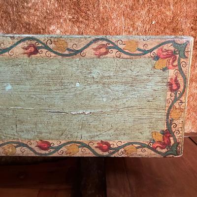 Vintage Wooden Chest with Art Detailing