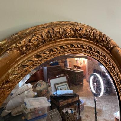 Gold Oval Wooden Framed Wall Mirror