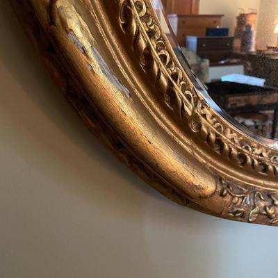 Gold Oval Wooden Framed Wall Mirror