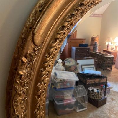 Gold Oval Wooden Framed Wall Mirror