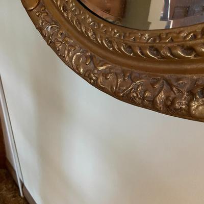 Gold Oval Wooden Framed Wall Mirror