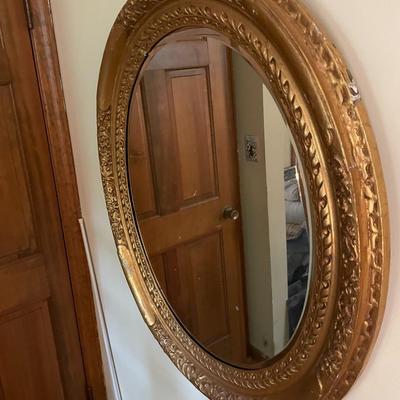 Gold Oval Wooden Framed Wall Mirror